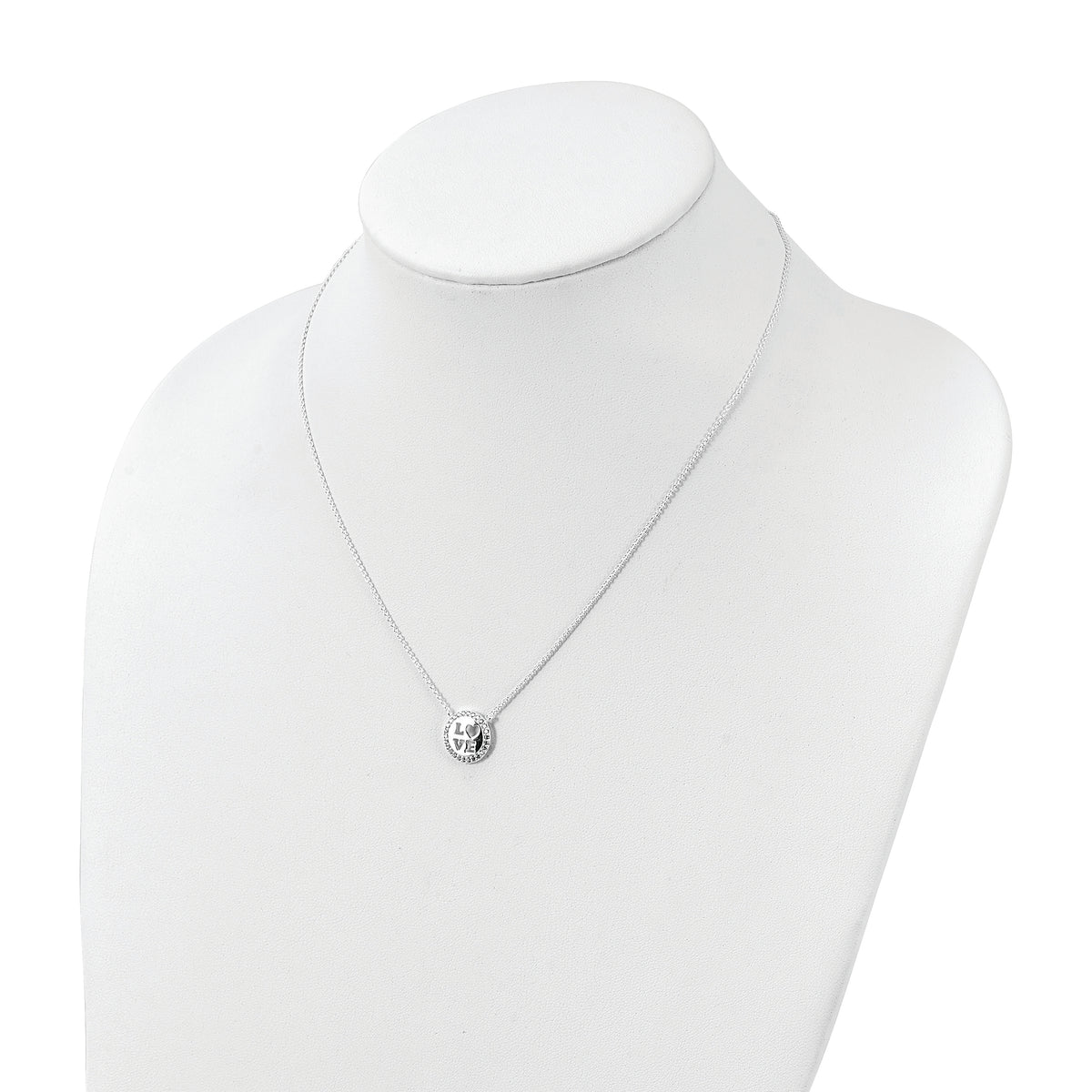 Sterling Silver Polished CZ Love Necklace