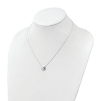 Sterling Silver Polished CZ Love Necklace