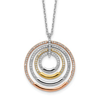 SS Rhodium-plated Gold and Rose-tone CZ Circles w/2 in ext. Necklace