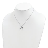 Sterling Silver Rhodium-plated CZ Moon Necklace