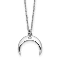 Sterling Silver Rhodium-plated CZ Moon Necklace