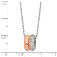 Sterling Silver Rose-tone CZ w/2 in ext. Necklace