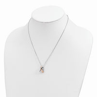 Sterling Silver Rose-tone Polished Awareness Ribbon w/2in ext. Necklace