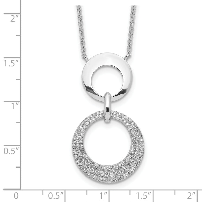 Sterling Silver Rhodium-plated  CZ Intertwined Circles w/2 in ext. Necklace