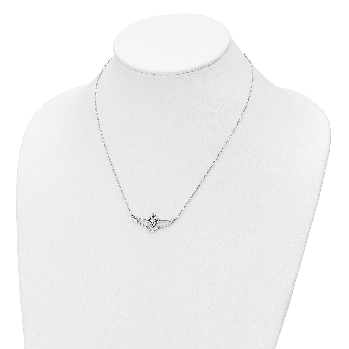 Sterling Silver Rhodium-plated Polished CZ Fancy Necklace