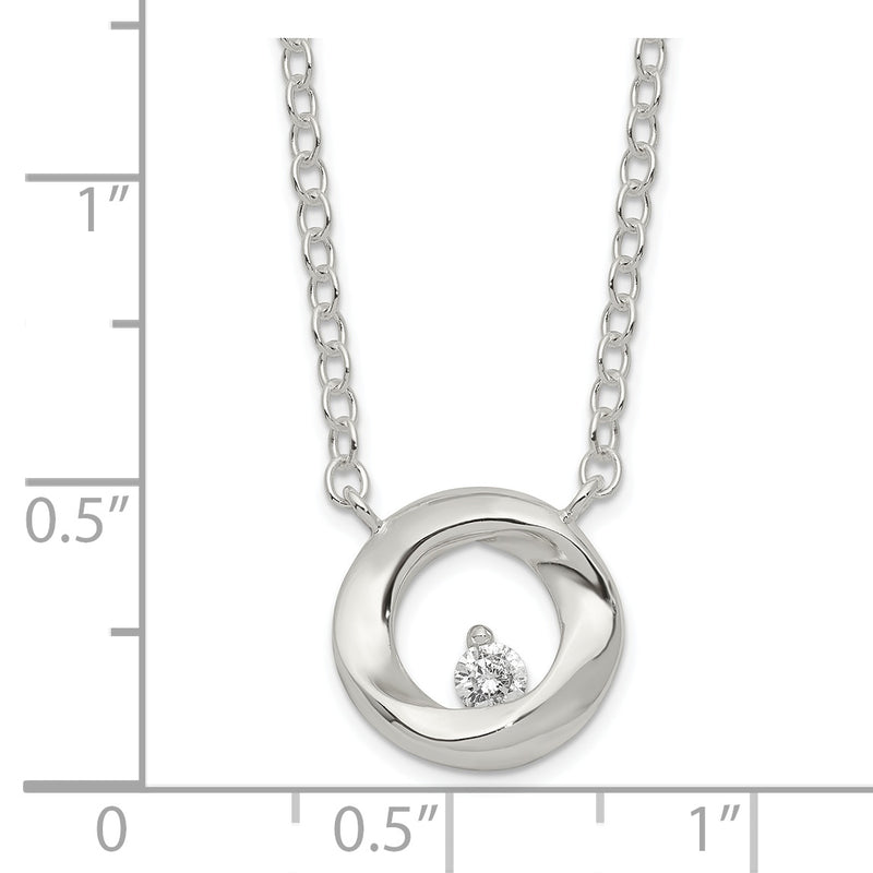 Sterling Silver Rhodium-plated Polished CZ Necklace