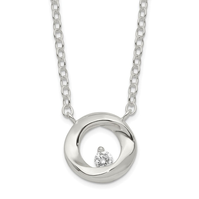 Sterling Silver Rhodium-plated Polished CZ Necklace