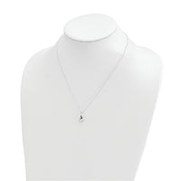 Sterling Silver CZ 16in w/2in ext Teardrop Necklace