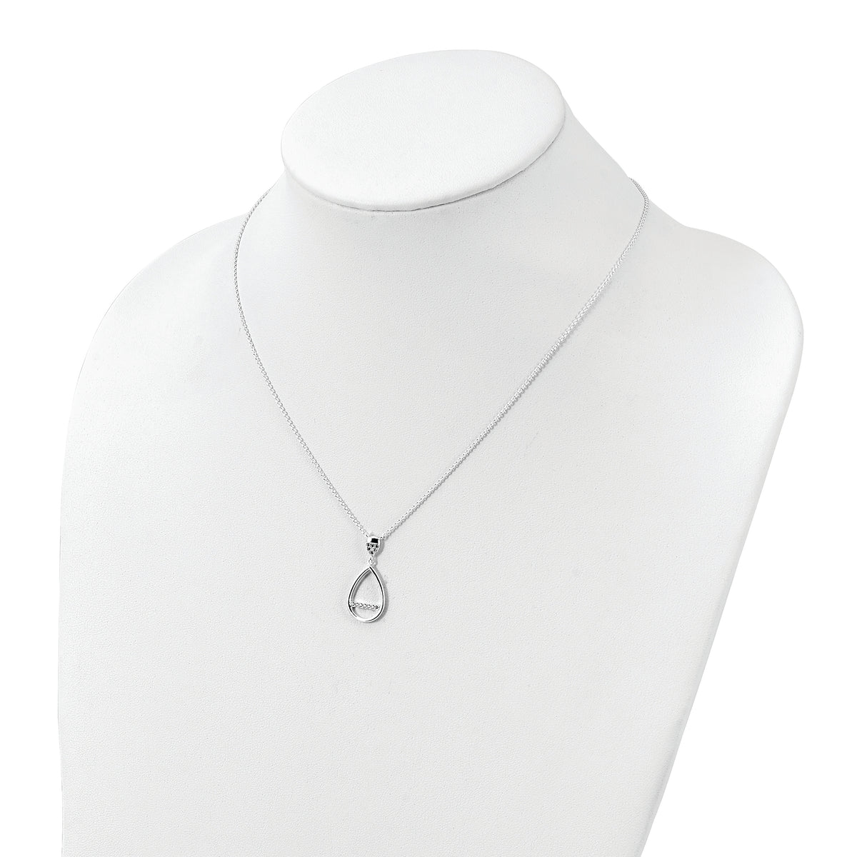 Sterling Silver Polished CZ Teardrop Necklace