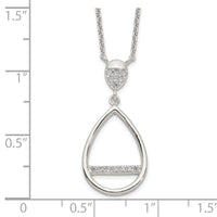 Sterling Silver Polished CZ Teardrop Necklace