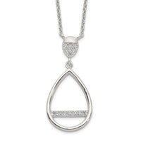 Sterling Silver Polished CZ Teardrop Necklace