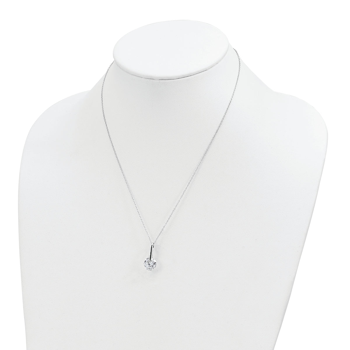 Sterling Silver Rhodium-plated Polished CZ Fancy 16in Plus 2in ext Necklace