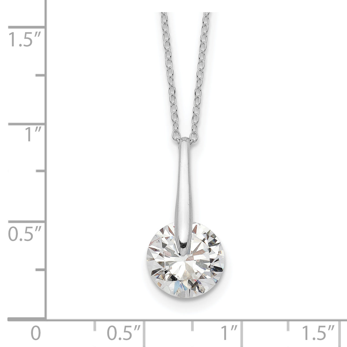 Sterling Silver Rhodium-plated Polished CZ Fancy 16in Plus 2in ext Necklace