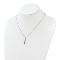 Sterling Silver Rhodium-plated Polished CZ Tapered Pendant Necklace