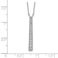 Sterling Silver Rhodium-plated Polished CZ Tapered Pendant Necklace