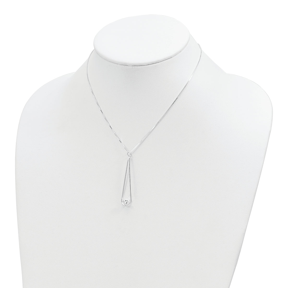 Sterling Silver D/C Ball Teardrop w/2 in ext Necklace