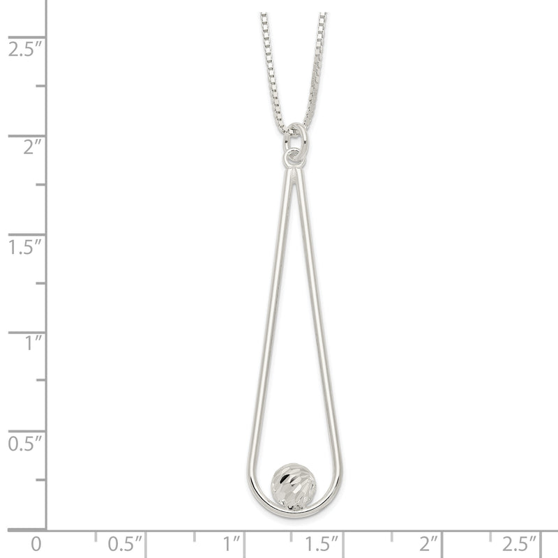 Sterling Silver D/C Ball Teardrop w/2 in ext Necklace