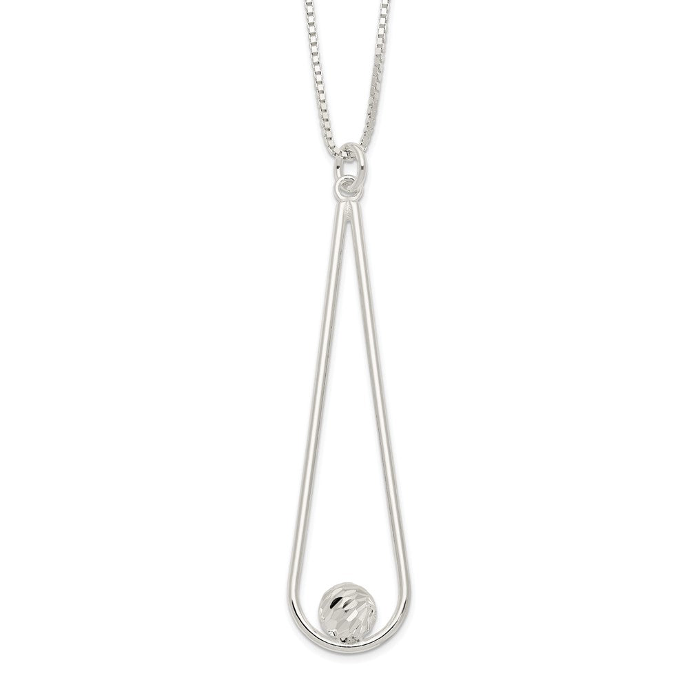 Sterling Silver D/C Ball Teardrop w/2 in ext Necklace