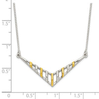 Sterling Silver Gold-tone V-shaped Bar Necklace