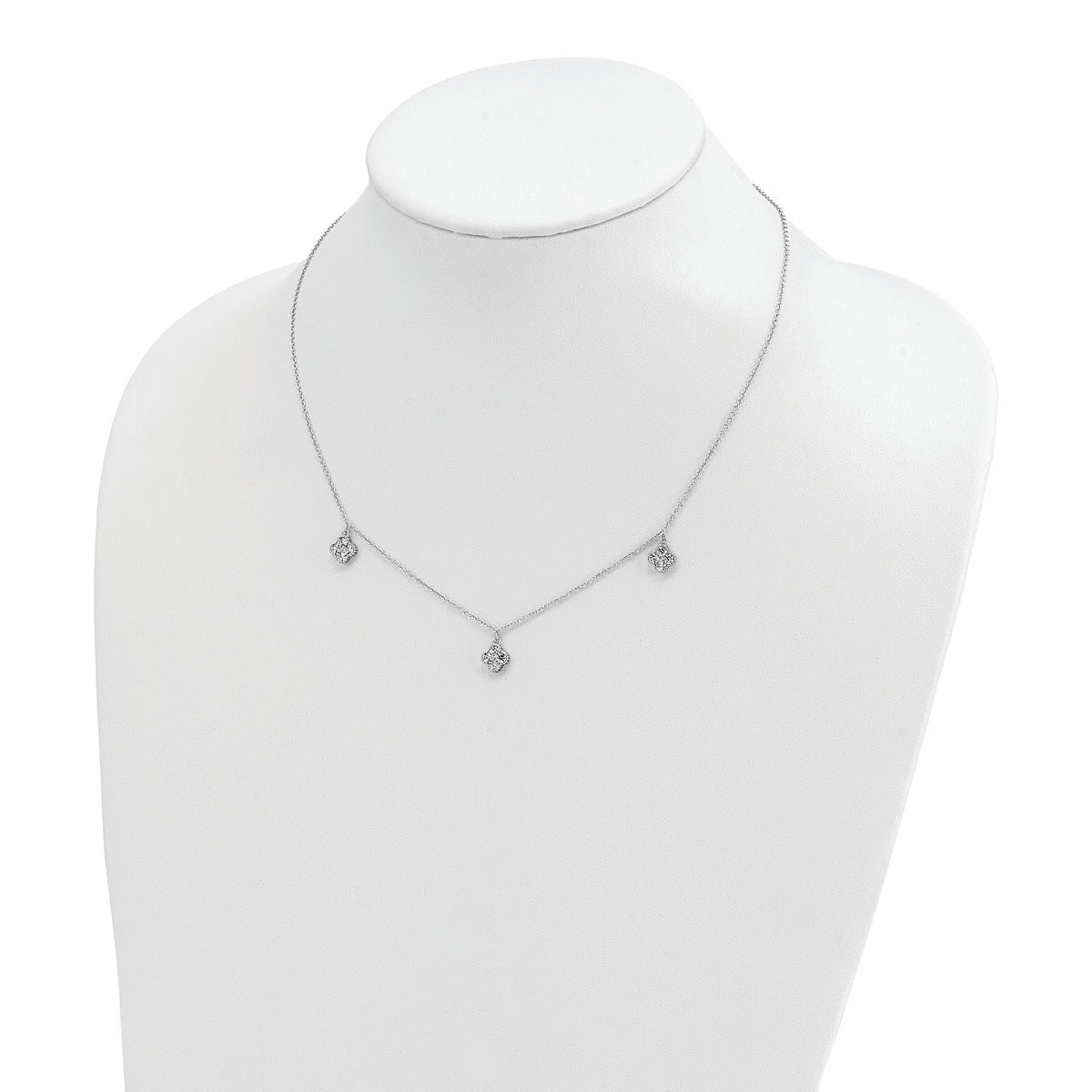 Sterling Silver RH-plated CZ 18in w/2in ext Necklace