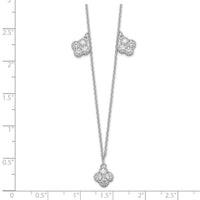 Sterling Silver RH-plated CZ 18in w/2in ext Necklace