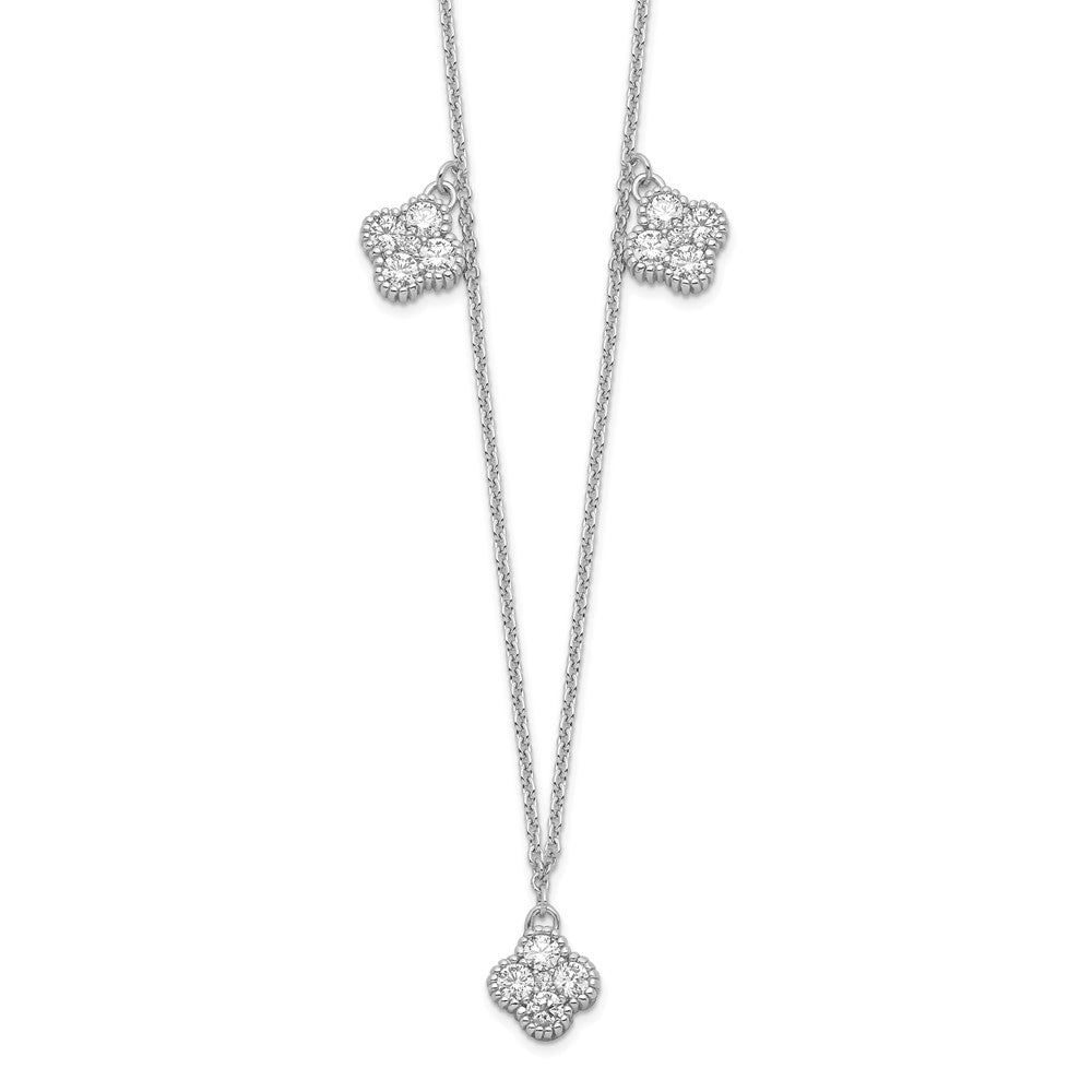 Sterling Silver RH-plated CZ 18in w/2in ext Necklace