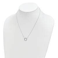 Sterling Silver Rhodium-plated Polished Multi-color Circle CZ Necklace