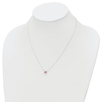 Sterling Silver Rhodium-plated Pink Crystal 18.5in Necklace