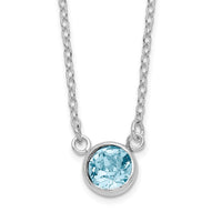 Sterling Silver RH-plated Blue Crystal Bezel 18.5in Necklace