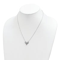 Sterling Silver Rhodium-plated Polished June Bow CZ Birthstone Necklace