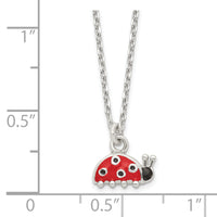 Sterling Silver Rhodium-plated Enameled Ladybug Necklace