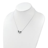 Sterling Silver Polished Preciosa Crystal Dragonfly Necklace