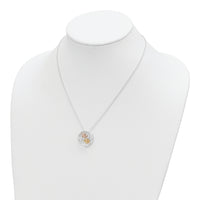 Sterling Silver Rose & Gold-tone Polished Floral Necklace