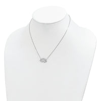 Sterling Silver Rhodium-plated CZ Lotus Flower Necklace