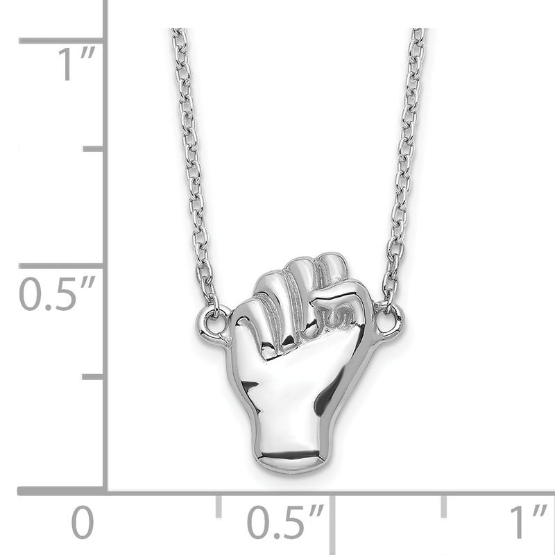 Sterling Silver Rhodium-plated Fist Necklace