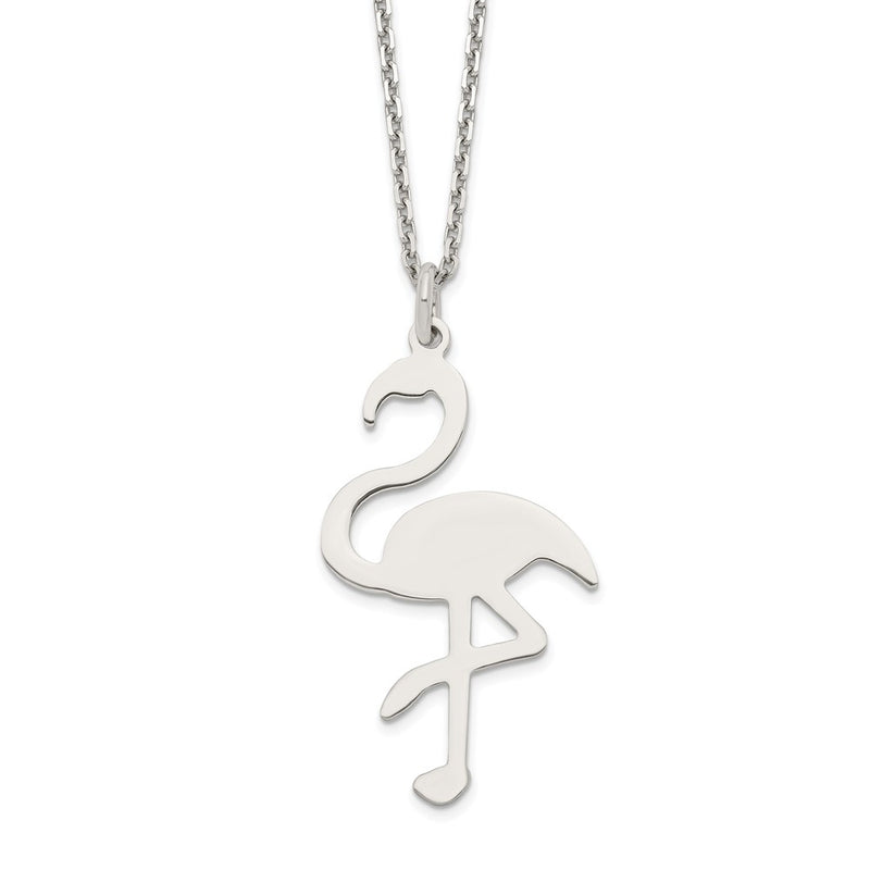 Sterling Silver Polished Flamingo Necklace