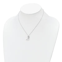 Sterling Silver Rhodium-plated CZ Heart Cat Necklace