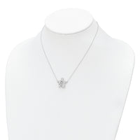 Sterling Silver Rhodium-plated Polished CZ Turtles w/2 in ext. Necklace