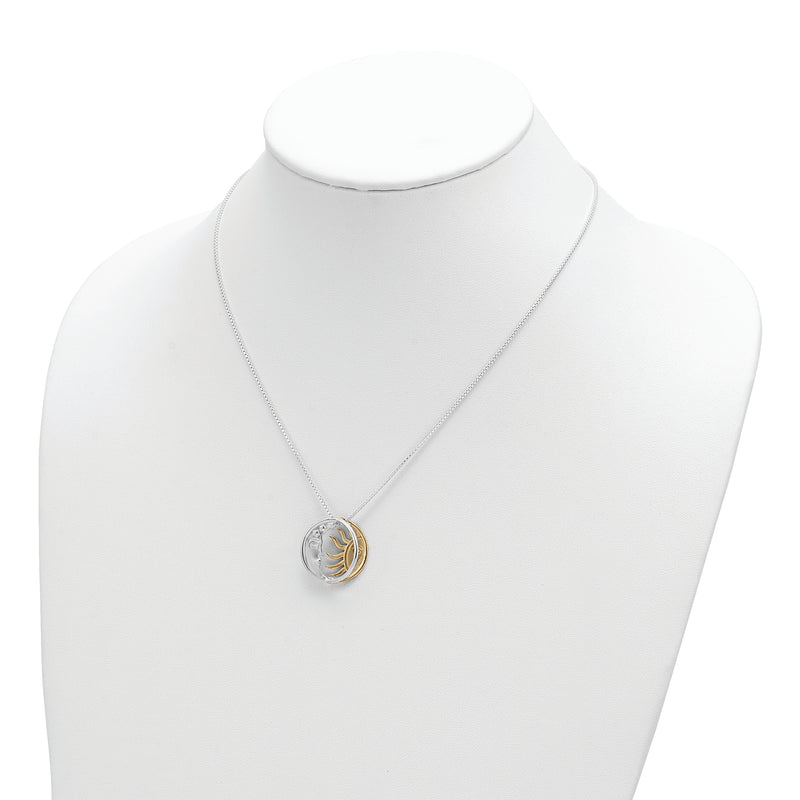 Sterling Silver & Gold-tone Polished Sun & Moon Necklace