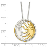 Sterling Silver & Gold-tone Polished Sun & Moon Necklace