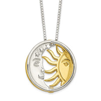 Sterling Silver & Gold-tone Polished Sun & Moon Necklace