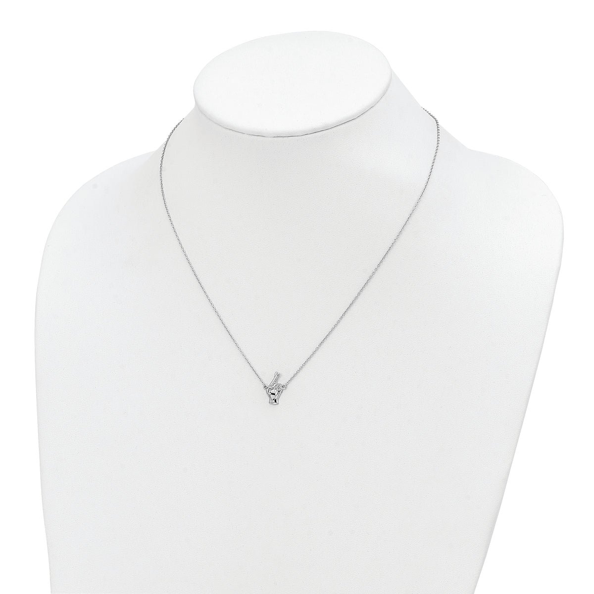 Sterling Silver Rhodium-plated Fingers Crossed Necklace