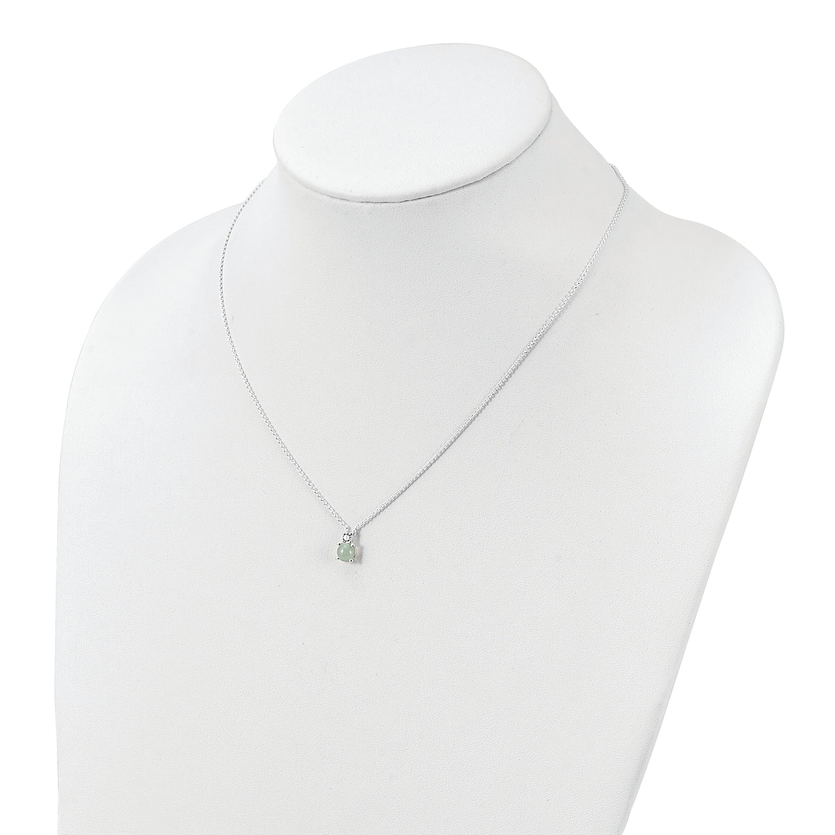 Sterling Silver Light Blue Quartzite & CZ Necklace