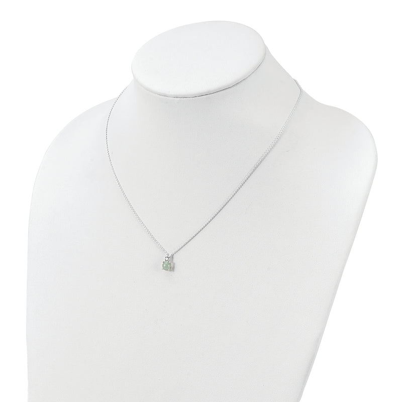 Sterling Silver Light Blue Quartzite & CZ Necklace