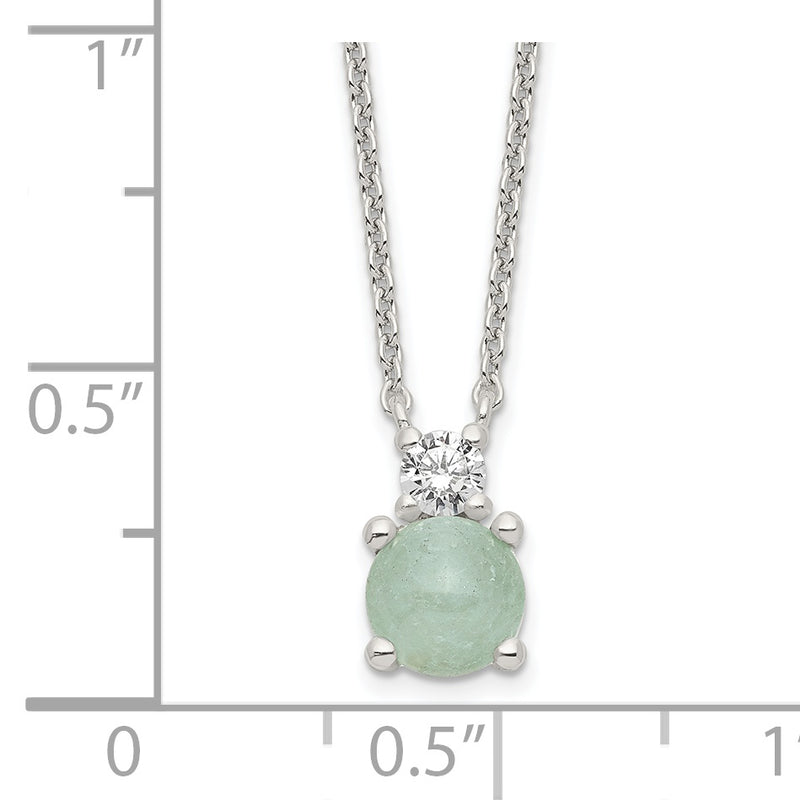 Sterling Silver Light Blue Quartzite & CZ Necklace