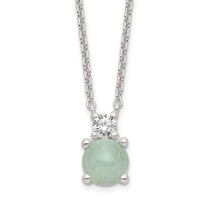 Sterling Silver Light Blue Quartzite & CZ Necklace