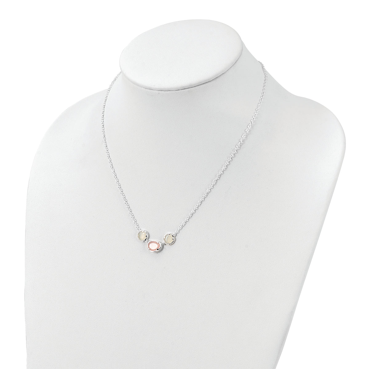 Sterling Silver White & Pink Chalcedony Necklace