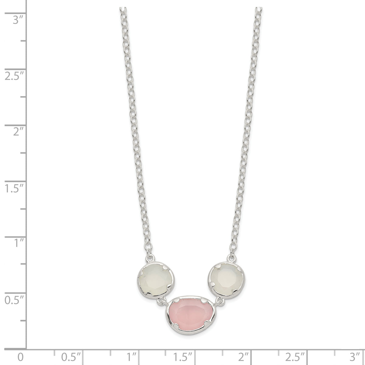 Sterling Silver White & Pink Chalcedony Necklace