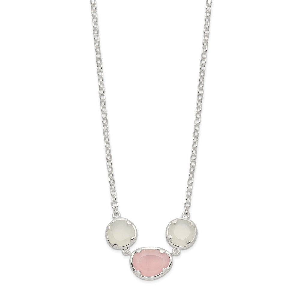 Sterling Silver White & Pink Chalcedony Necklace