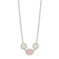 Sterling Silver White & Pink Chalcedony Necklace